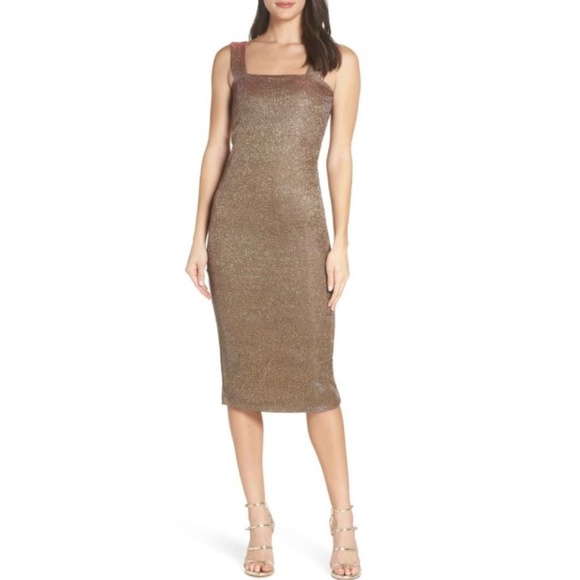 bardot elle chiffon midi dress